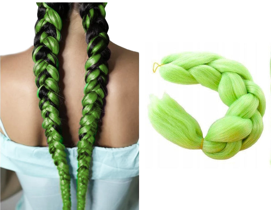 Extensie par sintetic pentru impletituri,Zola®, verde  60 cm Extensie par sintetic pentru impletituri,Zola®, verde  60 cm